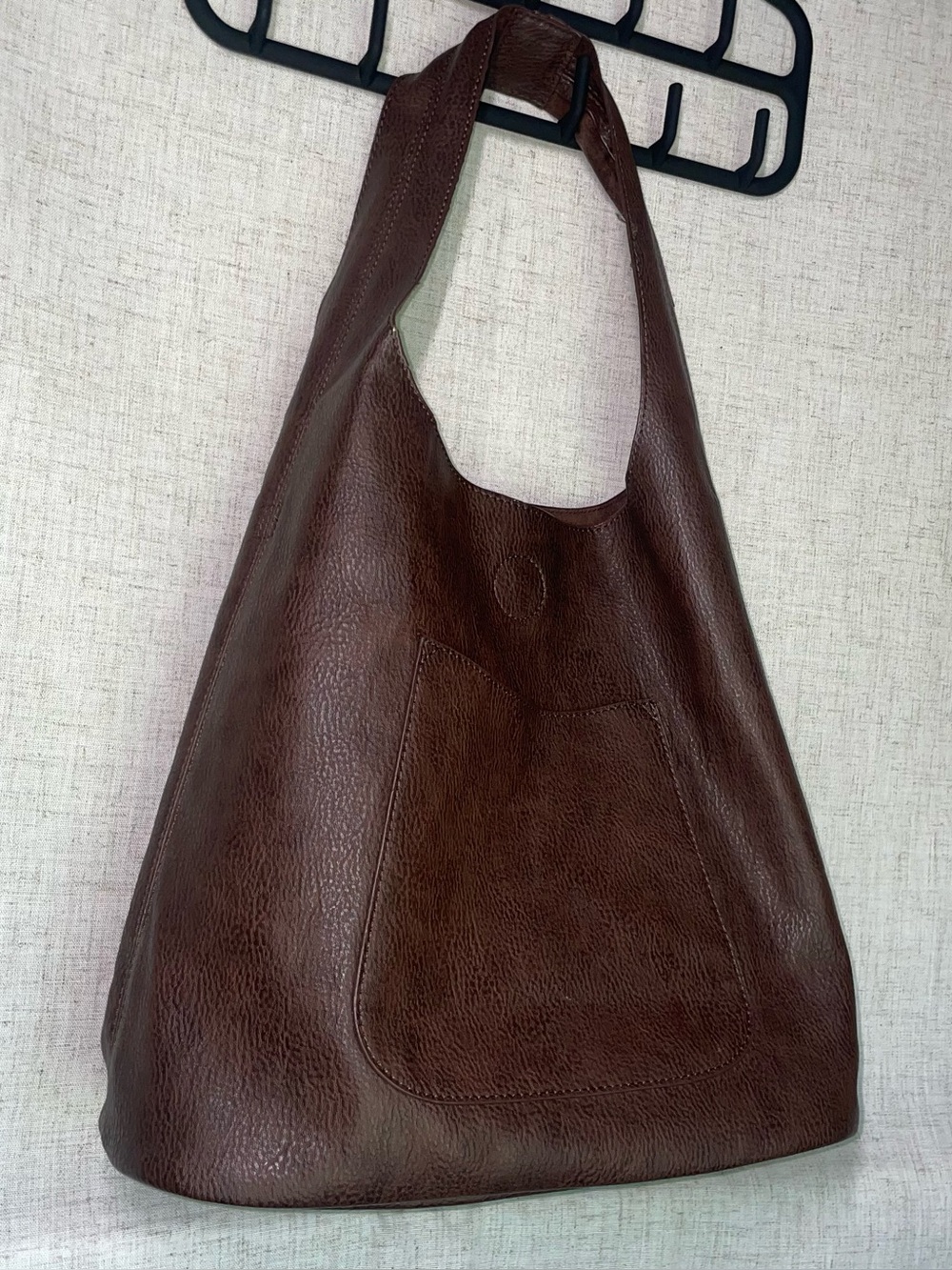 Slouchy Hobo Bag Brown Vegan Faux Leather Shoulder Purse